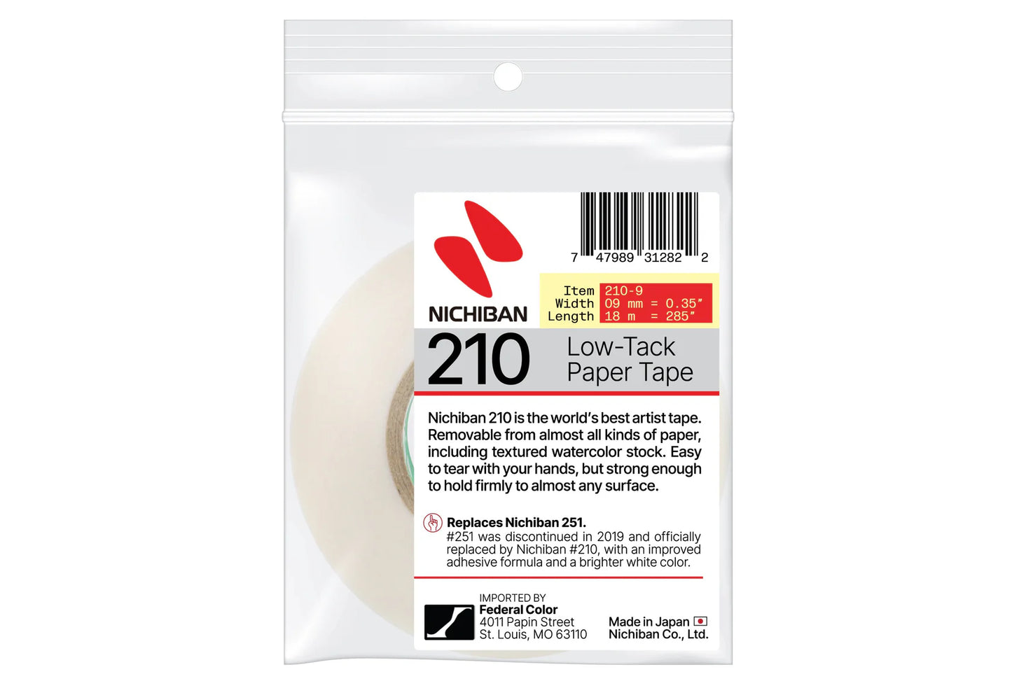 Nichiban #210 Artist Tape | Thin - 9 mm (.35")