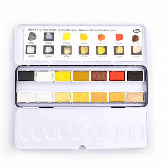 Kremer Watercolor Set: Gold Retouching Colors