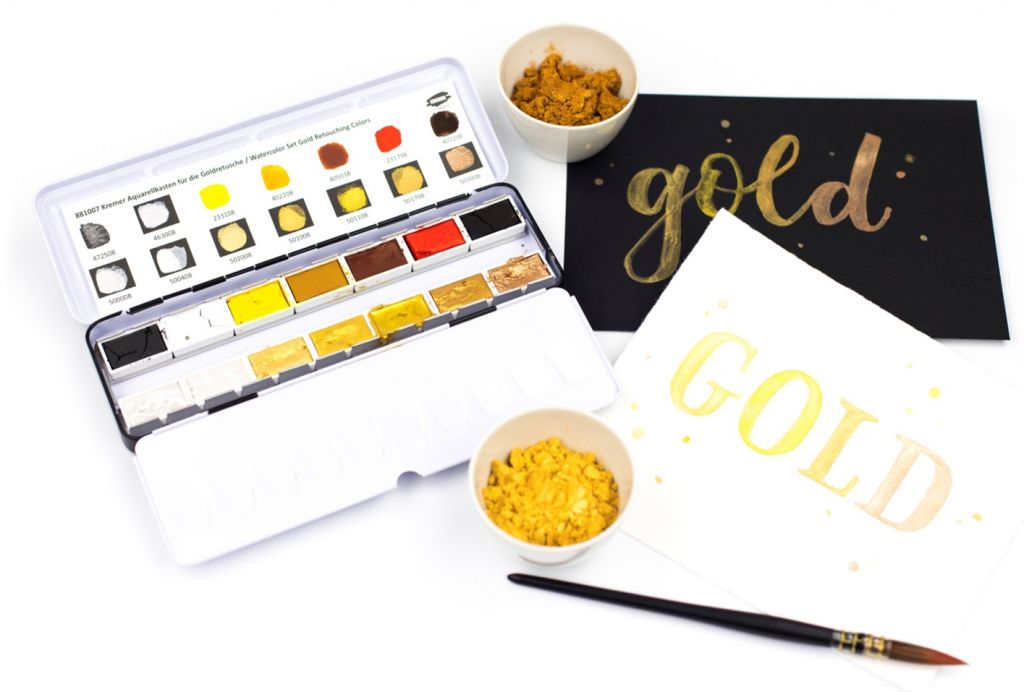 Kremer Watercolor Set: Gold Retouching Colors