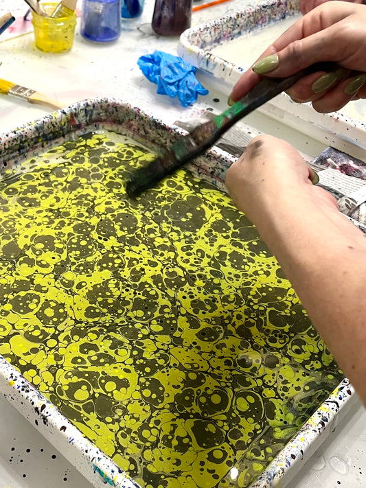 Oct 31 | Marbling With Handmade Paint w/ Sheryl Oppenheim