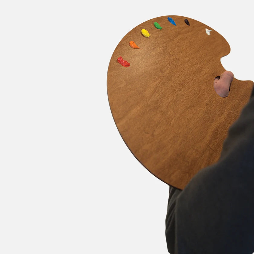 Salmagundi Traditional Palette, Natural Stain Wood (Held in Left Hand)